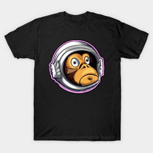 Astraminals Cartoon Monkeynaut Head Pink T-Shirt